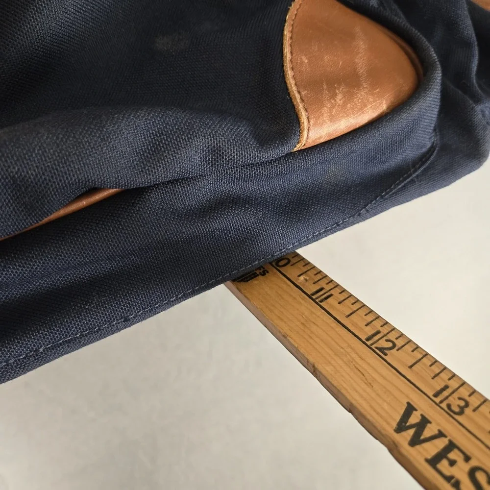Vtg L.L. Bean Canvas Leather Duffle Bag W/Shoulder Strap+tag 22x12x10